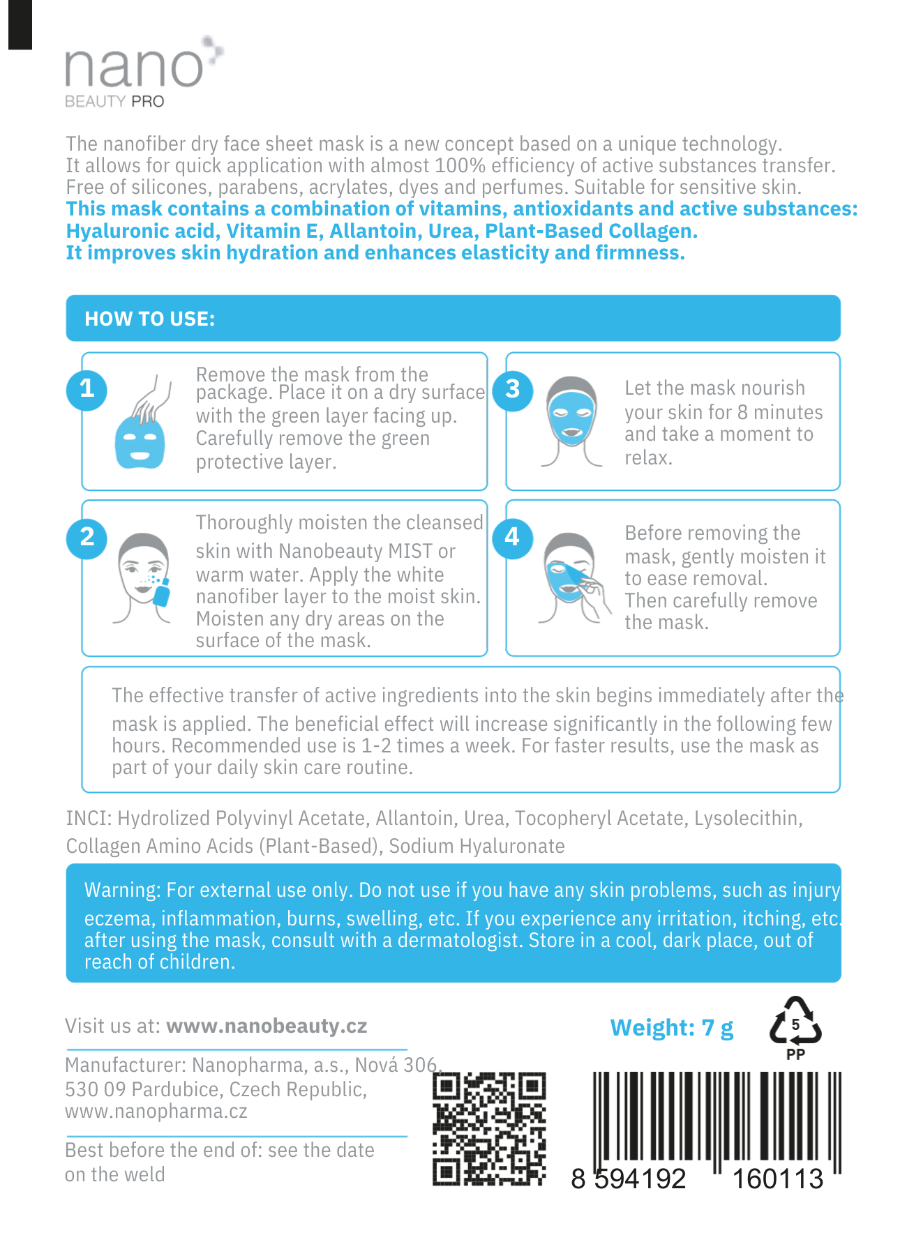 Nano Beauty Pro: Face Mask with Nanofibers for Skin Hydration