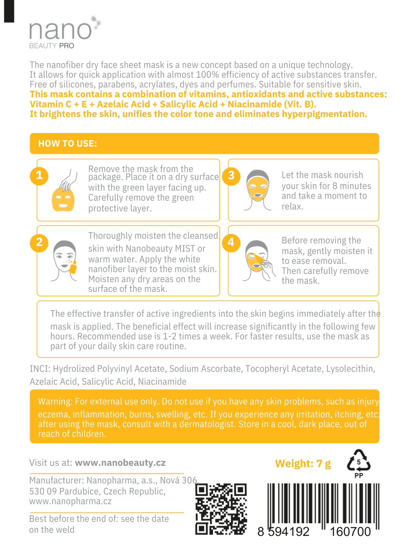 Nano Beauty Pro: Brightening Nanofiber Facial Mask